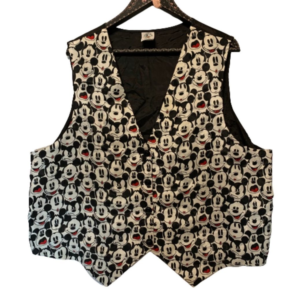 Vintage Mickey & Co Disney Mickey Mouse Print Sleeveless Vest Black Size XL